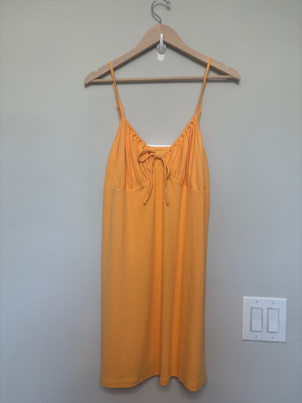 American Eagle Outfitters Orange Spaghetti-Strap Slip Dress with Front Tie XL